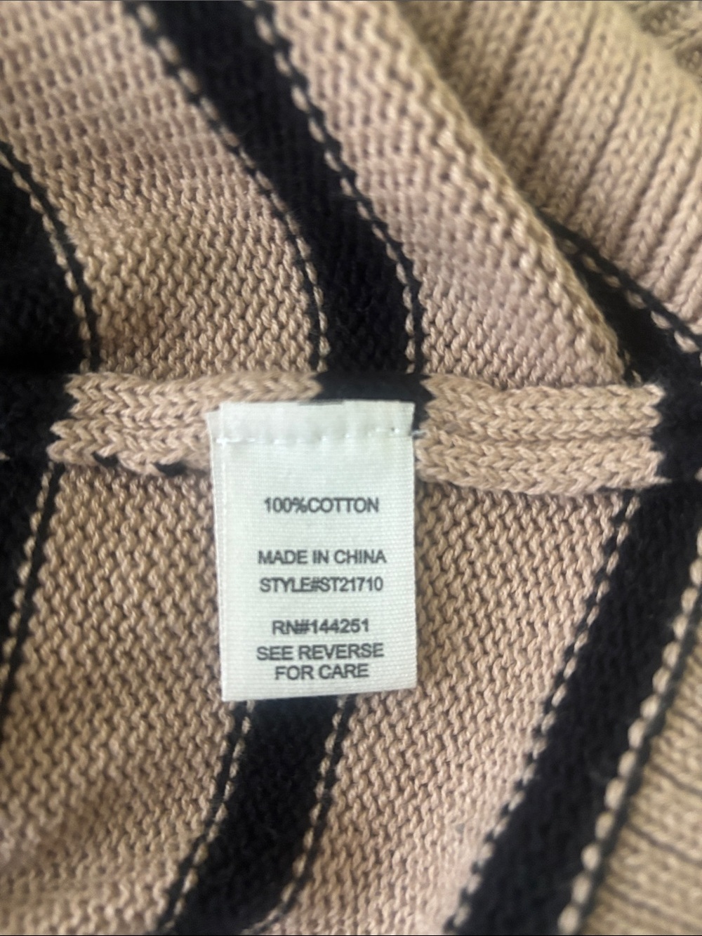 moon & madison Tan and Black Striped V-Neck Cardigan - Picture 5 of 5
